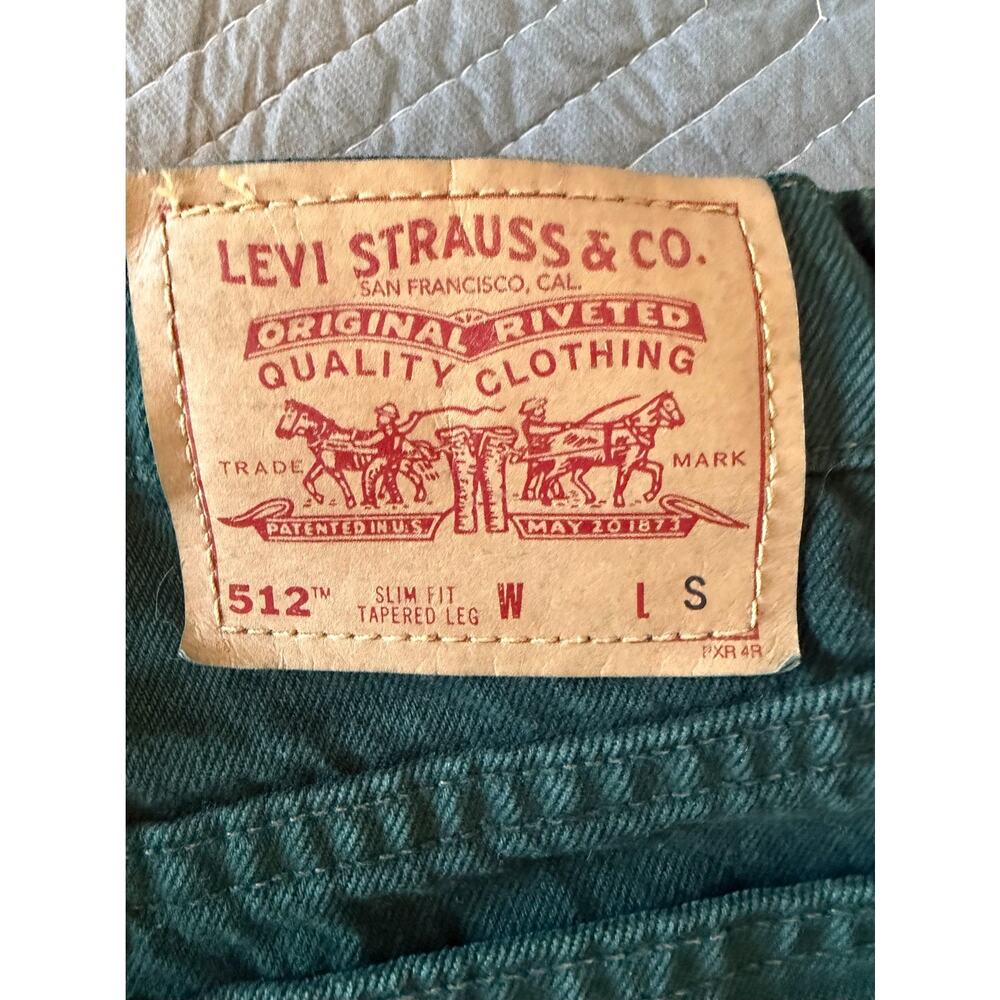 Levi's 512 Slim Fit Straight Leg Jeans Green Women 5 Short 90s VTG Made in USA - Picture 4 of 9